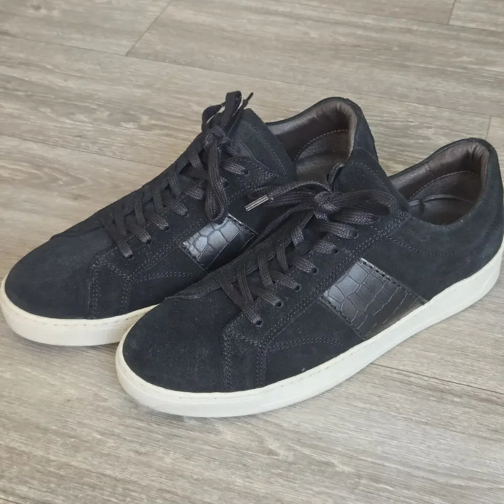 B2 BRUNO MAGLI Suede Leather Men US 10M Sneaker Black Made In Portugal